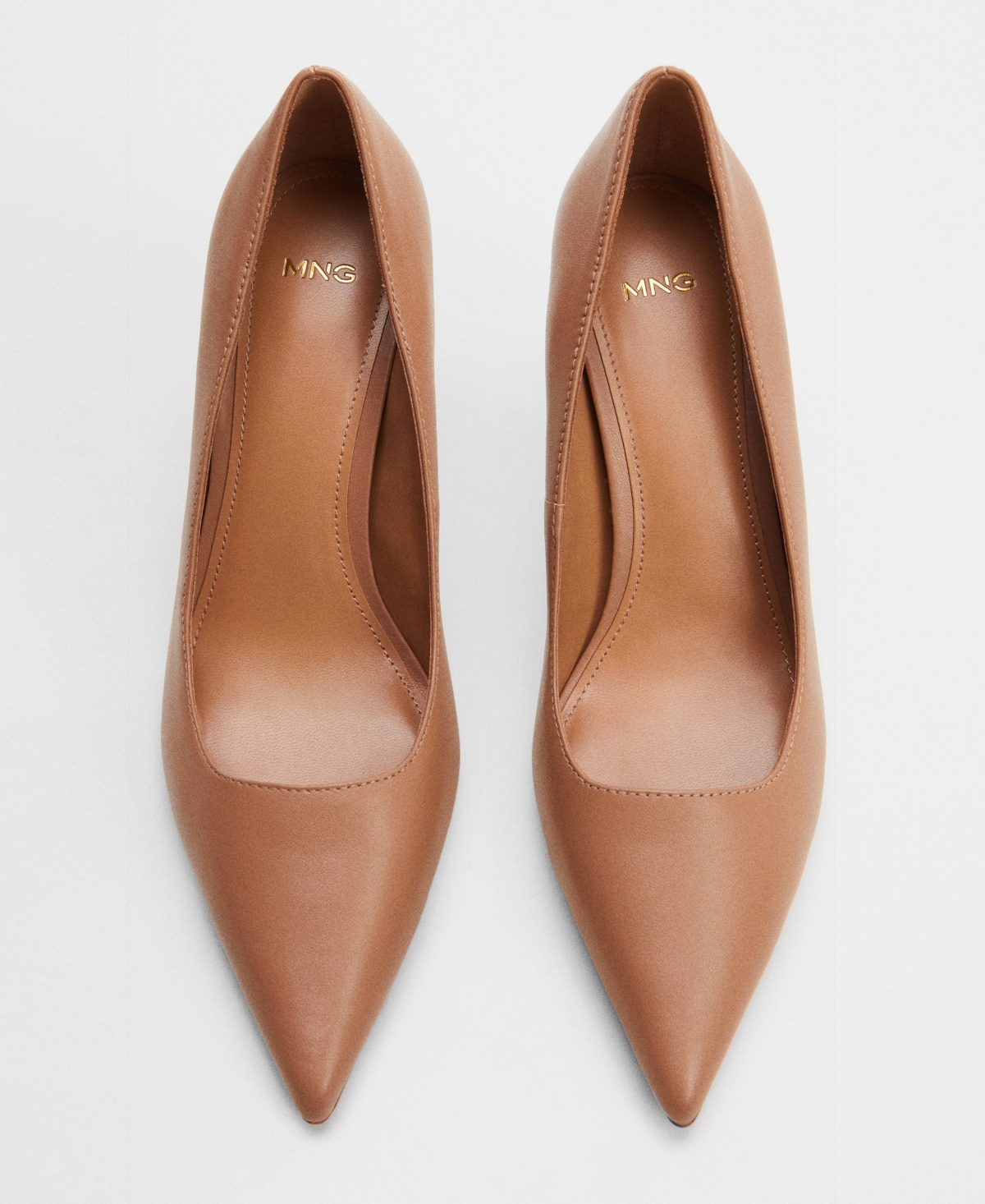 Shop Mango Women's Heel Genuine Leather Shoes In Medium Brown