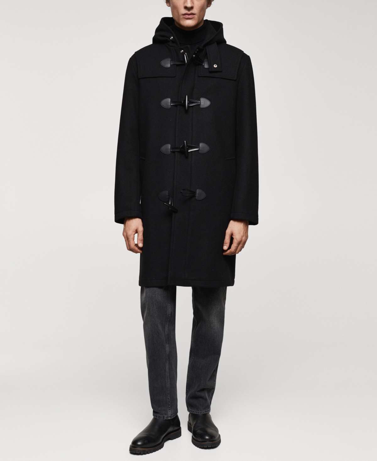 Mango Men's Wool Hooded Coat In Black