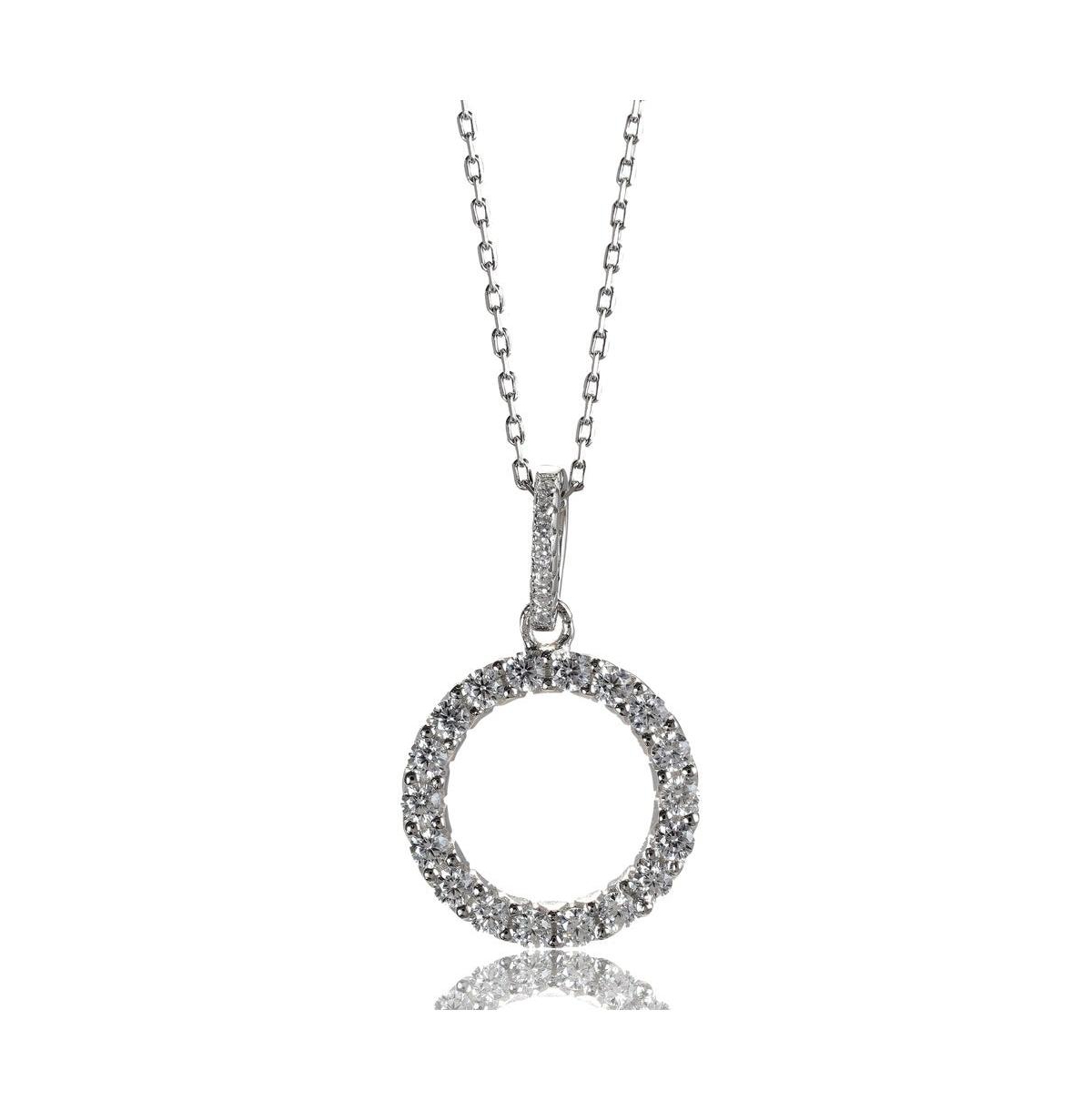 Suzy Levian Sterling Silver Cubic Zirconia Mini Open Circle Pendant Necklace - White