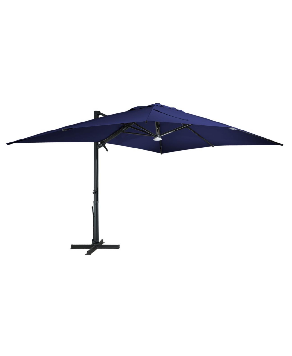13ft Square Solar Led Cantilever Patio Umbrella with Bluetooth Light for Outdoor Shade - Gray