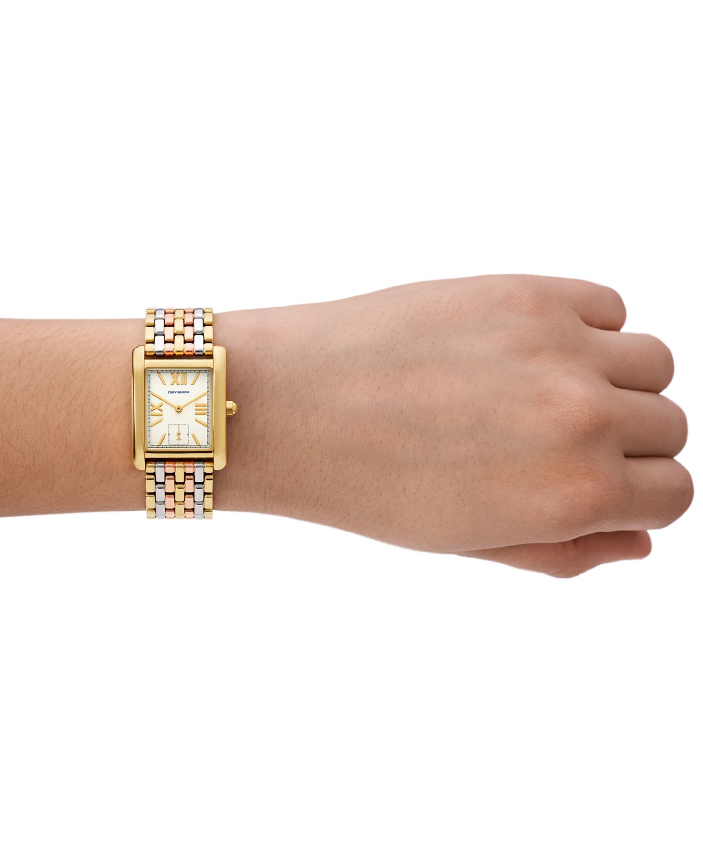 Женские часы Tory Burch The Eleanor Tri-Tone Stainless Steel Bracelet Watch 25mm — фото 4