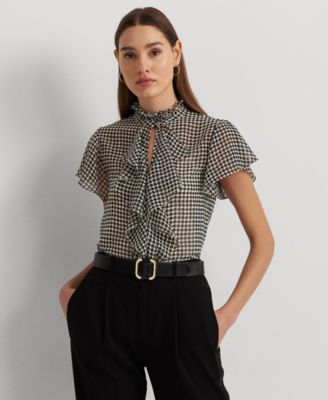 Lauren Ralph Lauren Petite Printed Ruffled Chiffon Blouse Macy s