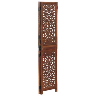 47.2"x65" 3-Panel MDF and Solid Mango Wood Hand Carved Room Divider