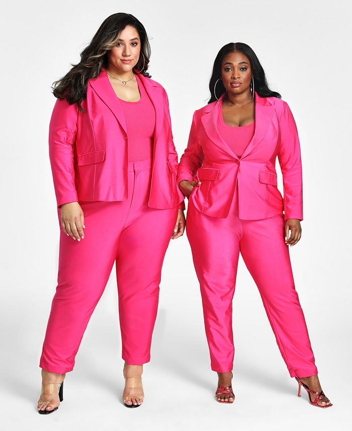 Nina Parker Trendy Plus Size Satin Fitted Pants - Macy's