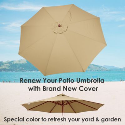 cantilever patio umbrella pier one JONATHAN Y UMB1000D Baiona 9 ft. Classic MidCentury Market Patio Umbrella with UV Protection, Auto-Tilt, Crank and Wind Vent in White/Green