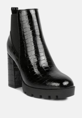 Women's foxy faux leather croc Chelsea boots