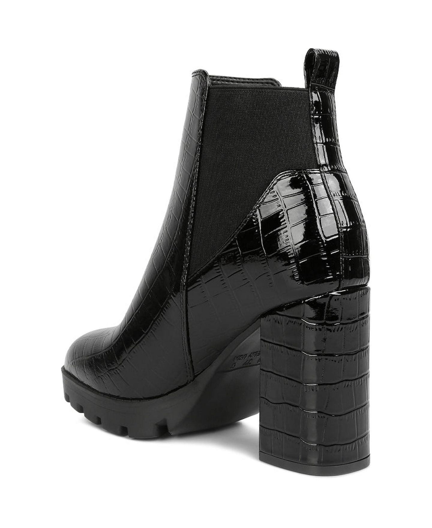 Женские ботинки London Rag Foxy Faux Leather Croc Chelsea, цвет: Чёрный — фото 2