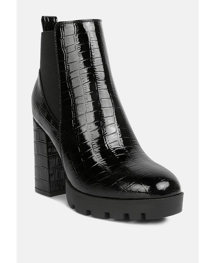 faux croc leather chelsea boots