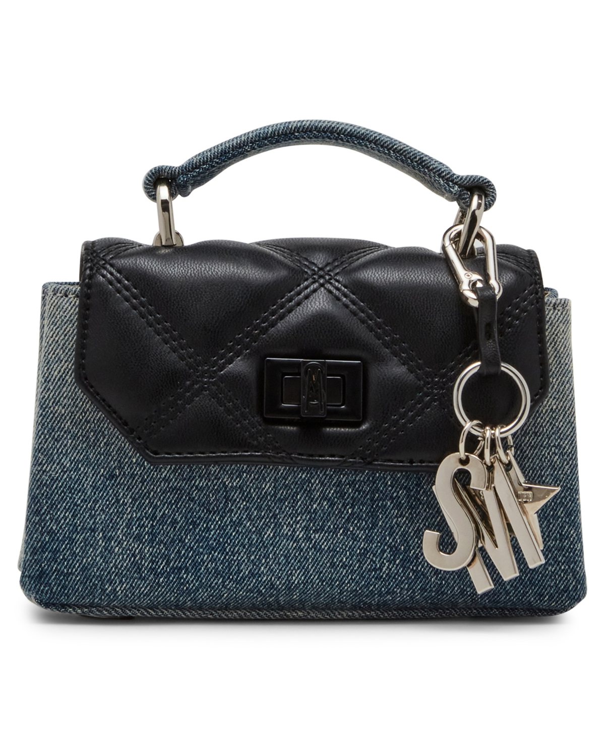 Shop Steve Madden Bsymone Mini Micro Top Handle Satchel Bag In Denim