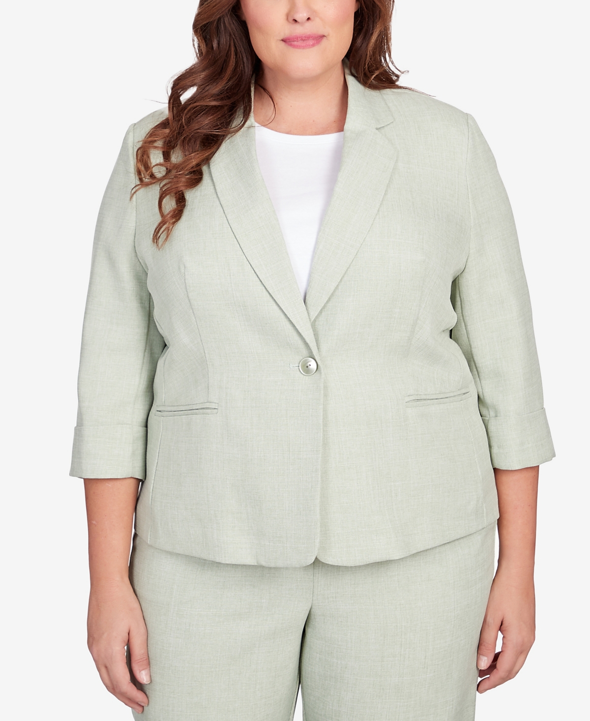Alfred Dunner Plus Size English Garden Button Front Blazer Jacket