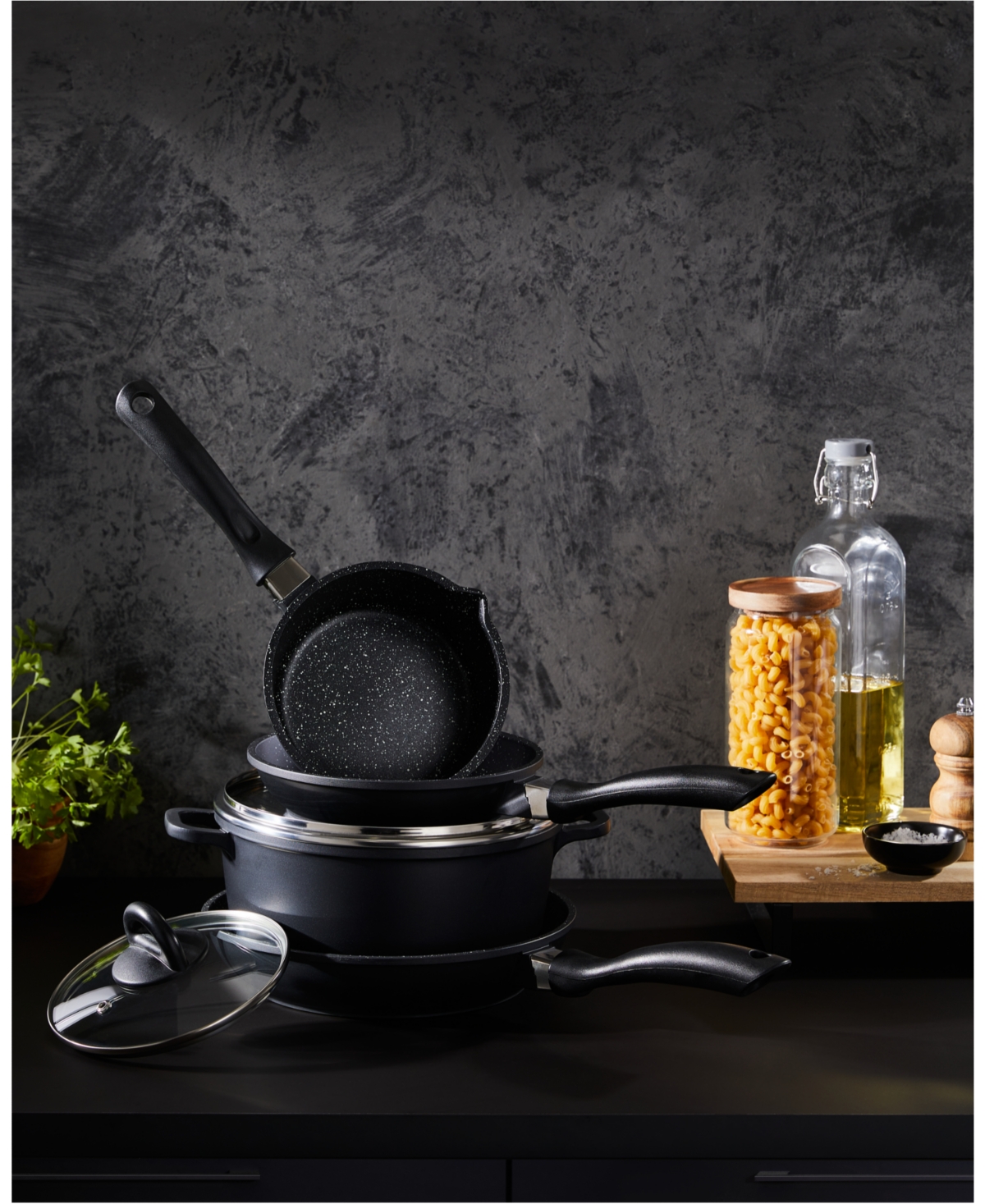 Shop Cuisine::pro Aluminium Stonex2 6-p Cookware Set In Black