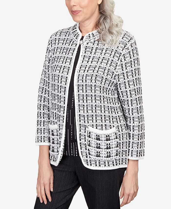 Alfred Dunner Petite World Traveler Knit Texture Jacket with Imitation ...