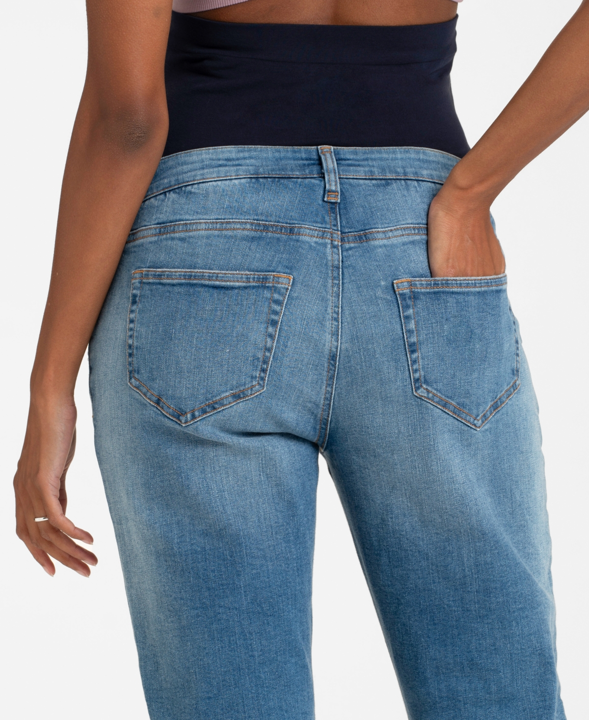 SERAPHINE WOMEN'S MATERNITY RIPPED BOYFRIEND MATERNITY JEANS 