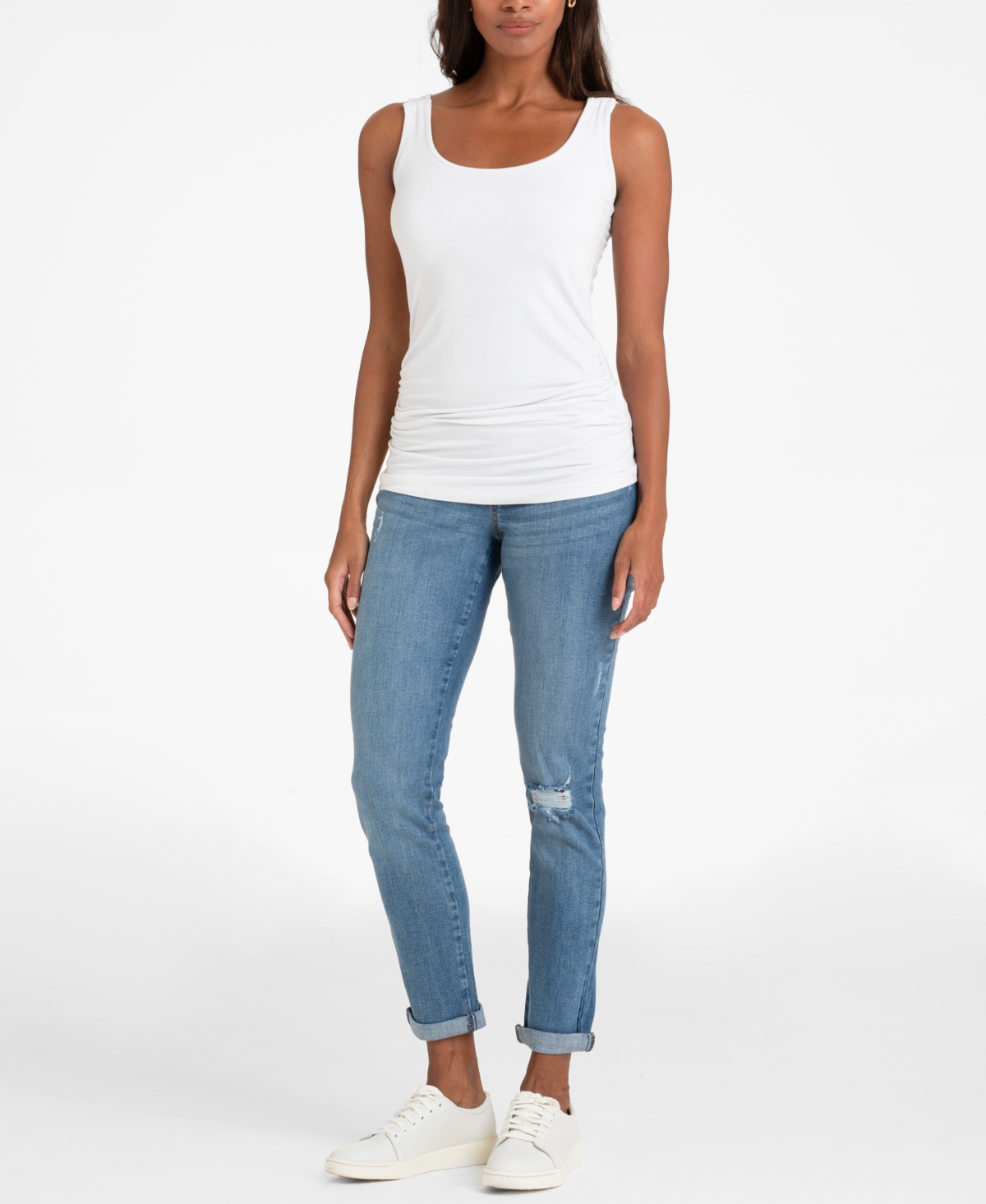SERAPHINE WOMEN'S MATERNITY RIPPED POST MATERNITY BOYFRIEND JEANS 