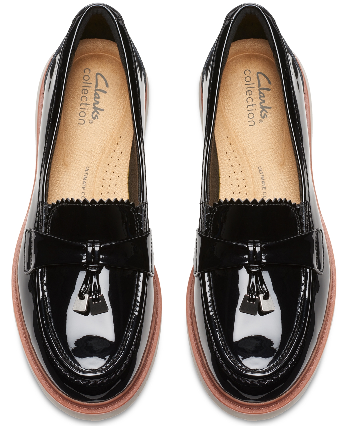 Clarks Women's Westlynn Bella Hardware-trim Lug-sole Loafers In Black Pat