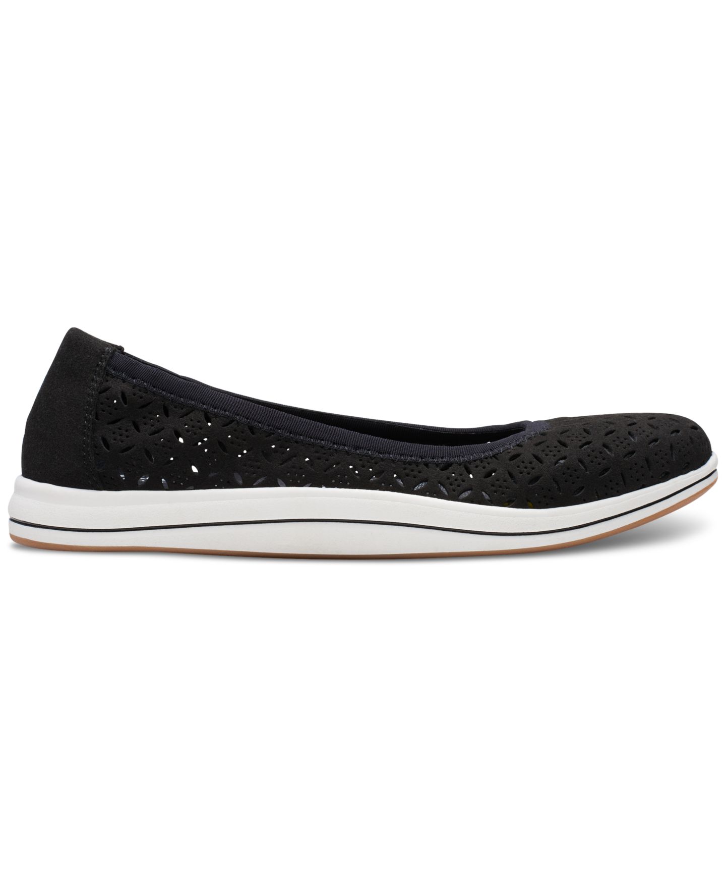 Женские балетки Clarks Cloudsteppers Breeze Roam с перфорацией, цвет: Чёрный, вариант 1 — фото 2