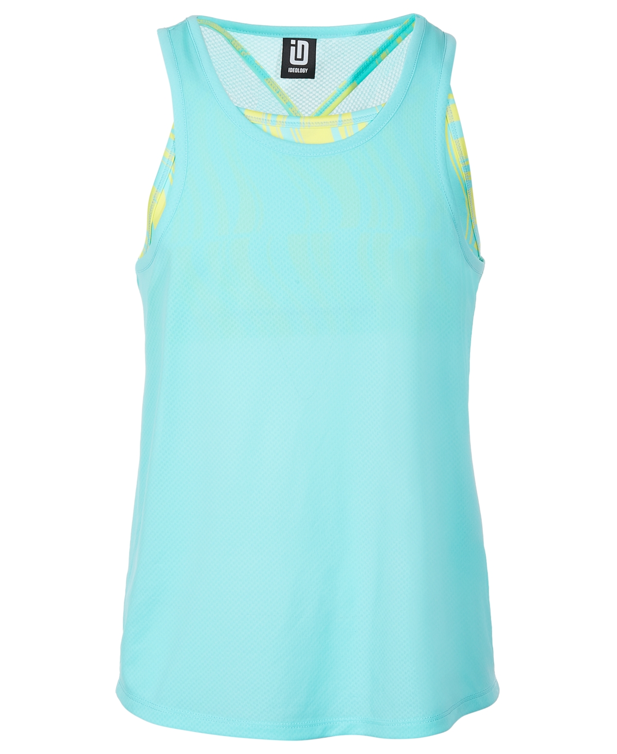 Shop Id Ideology Big Girls Breezy Knit Waves Layered-look Tank Top, Created For Macy's In Ocean Sigh