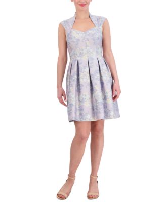 Vince Camuto - Women's Floral-Jacquard Sweetheart-Neck  Fit & Flare Dress