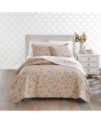 Shop Charter Club Garden Floral Quilts Created For Macys In Tan