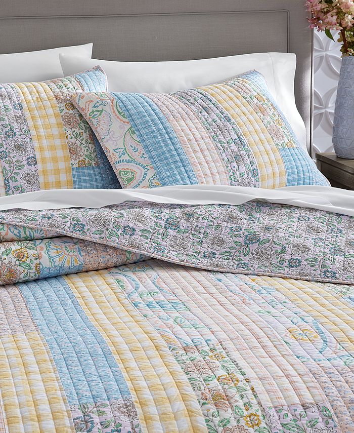 Charter Club Spring Gingham Patchwork Quilt, Full/Queen, Created For Macy's Macy's