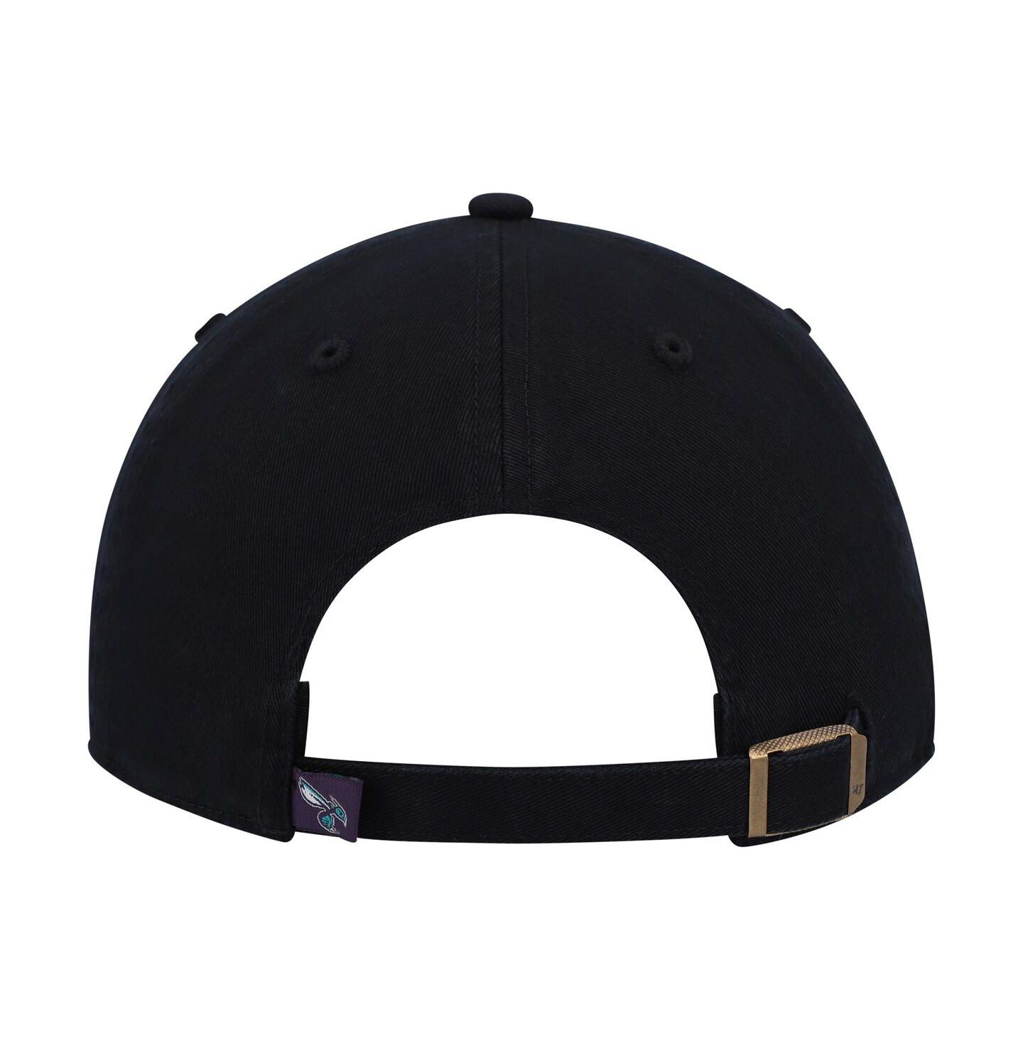 Мужская кепка '47 Brand Black Charlotte Hornets Team Logo Clean Up Adjustable Hat — фото 2