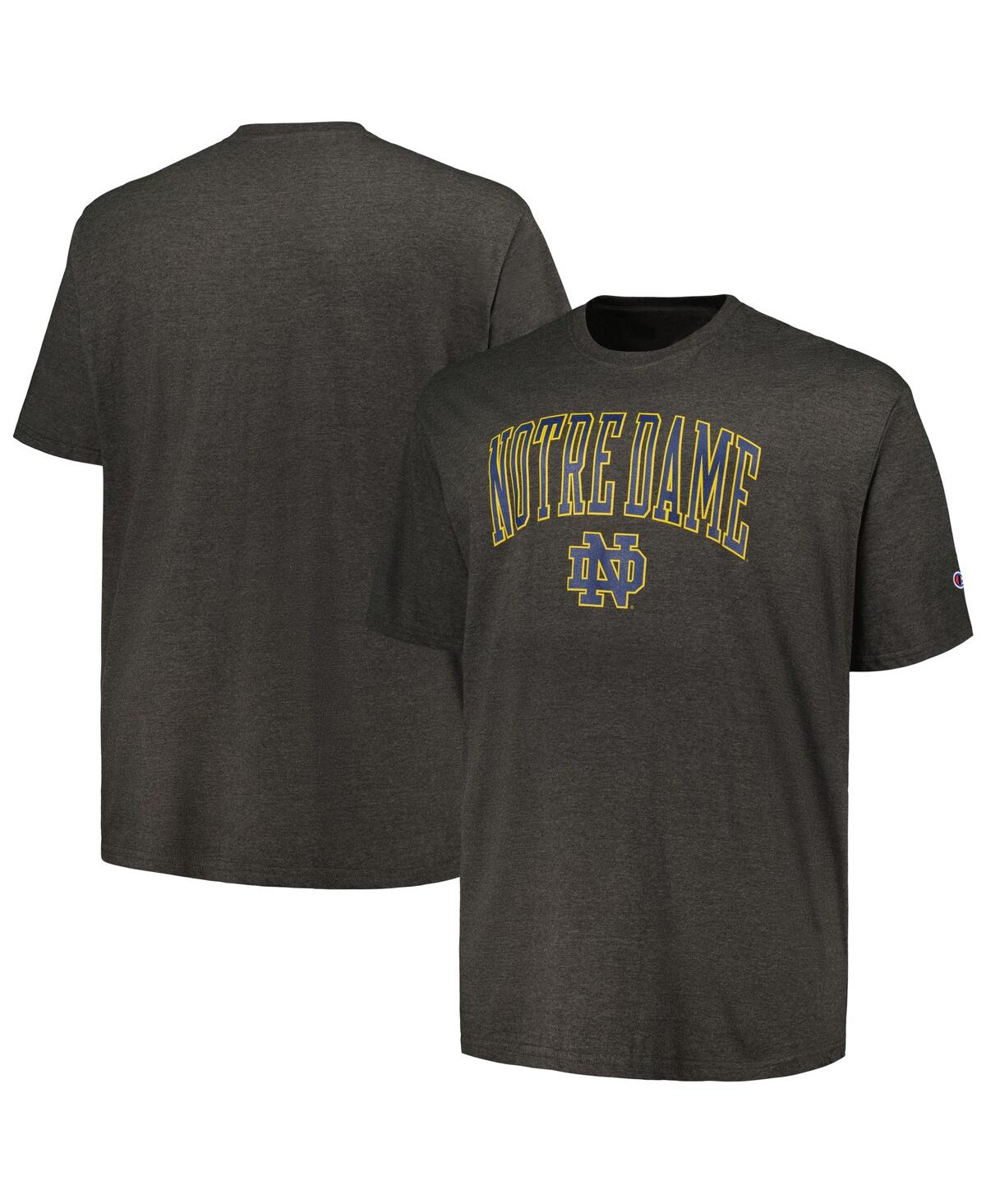 Shop Champion Men's  Heathered Charcoal Notre Dame Fighting Irish Big And Tall Arch Over Wordmark T-shirt In Heather Charcoal