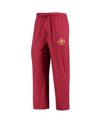 Men's Cardinal, Heathered Charcoal Distressed Iowa State Cyclones Meter Long Sleeve T-shirt and Pants Sleep Set
