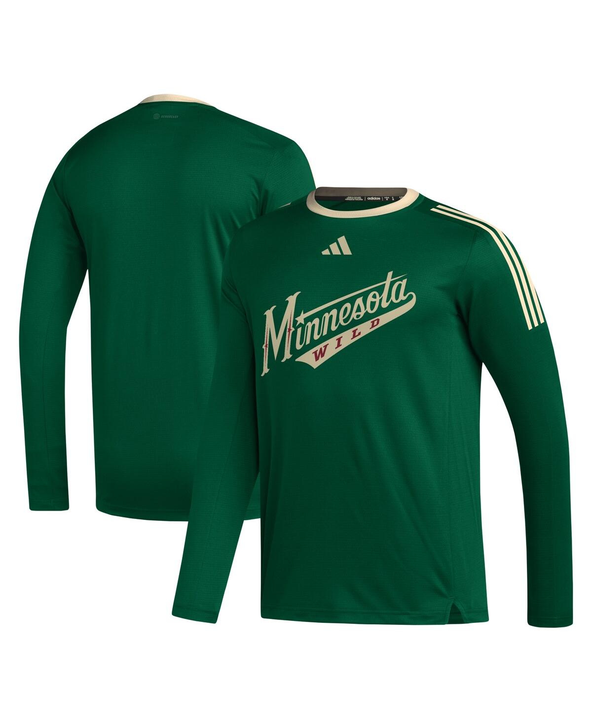 Shop Adidas Originals Men's Adidas Green Minnesota Wild Aeroready Long Sleeve T-shirt