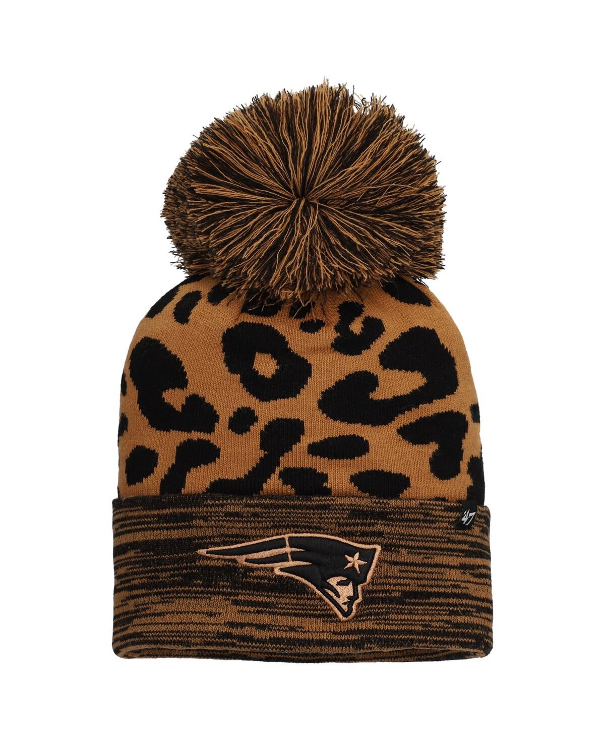 47 Brand Women's ' Brown New England Patriots Rosette Cuffed Knit Hat With Pom