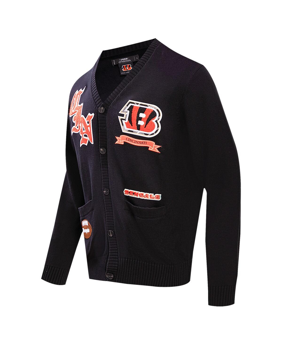 Shop Pro Standard Men's  Black Cincinnati Bengals Prep Button-up Cardigan Sweater