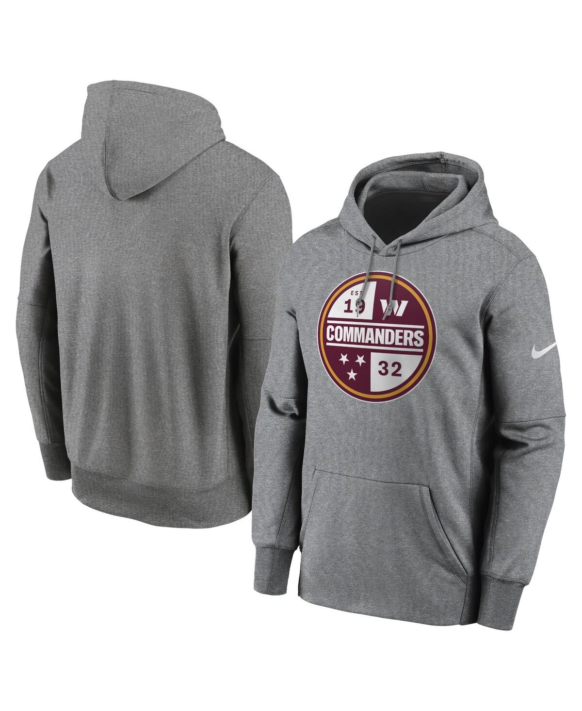 Men's Nike Heathered Gray Washington Commanders Performance Pullover Hoodie - Heather Gray