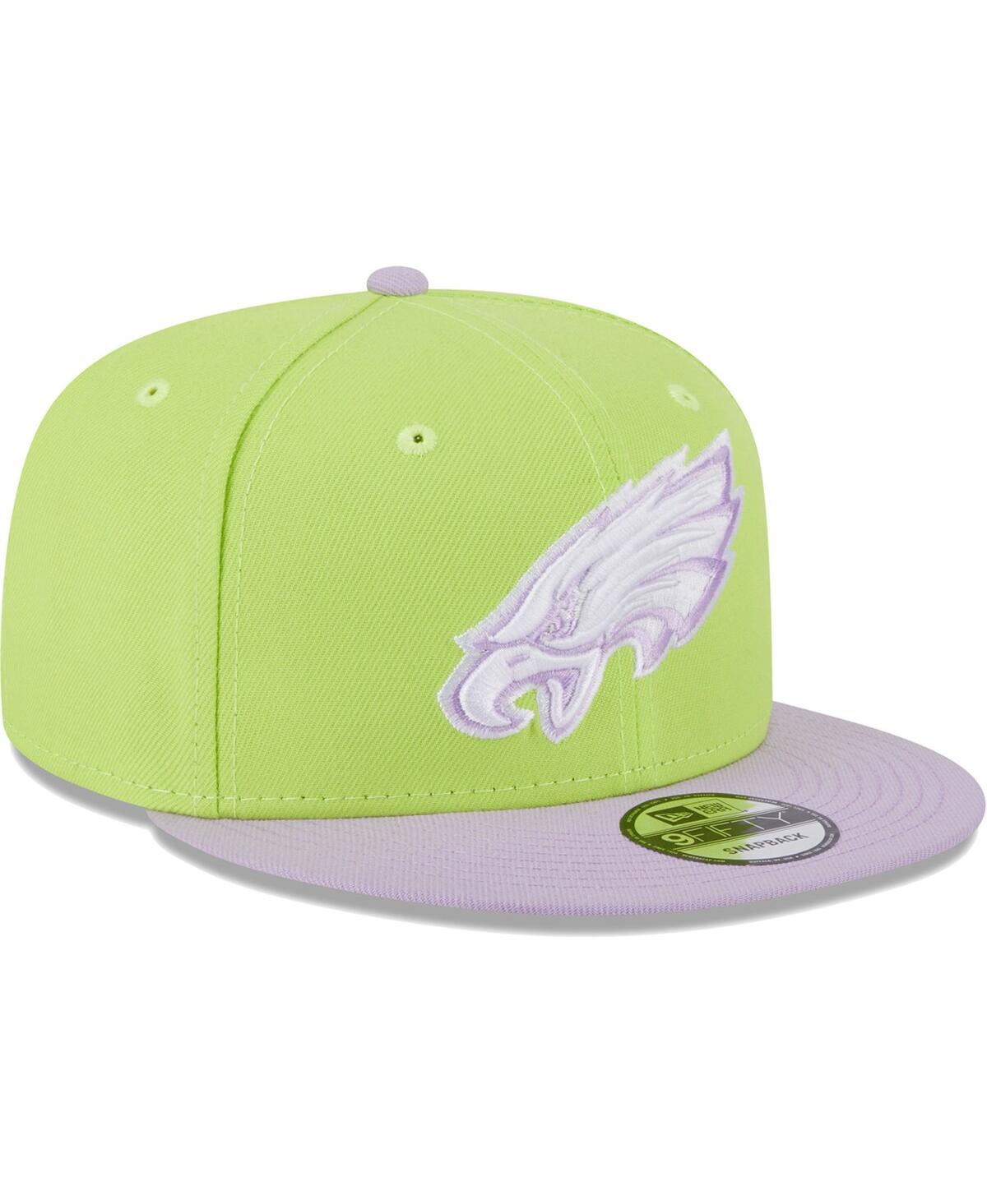 Shop New Era Men's  Neon Green, Lavender Philadelphia Eagles Two-tone Color Pack 9fifty Snapback Hat In Neon Green,lavender