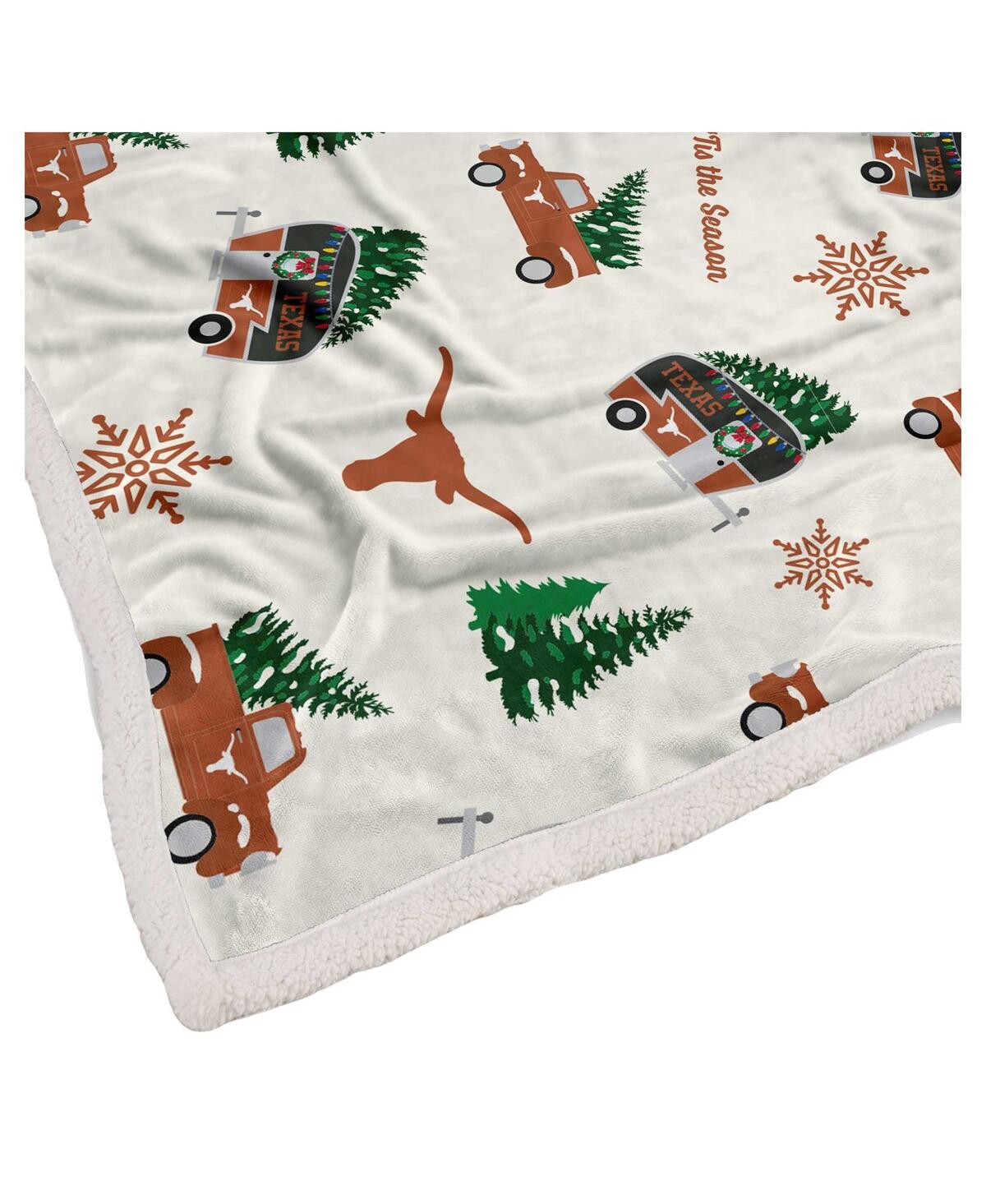 Pegasus Home Fashions Pegasus Texas Longhorns Holiday Truck Repeat 50" X 60" Sherpa Flannel Fleece Blanket In Multi