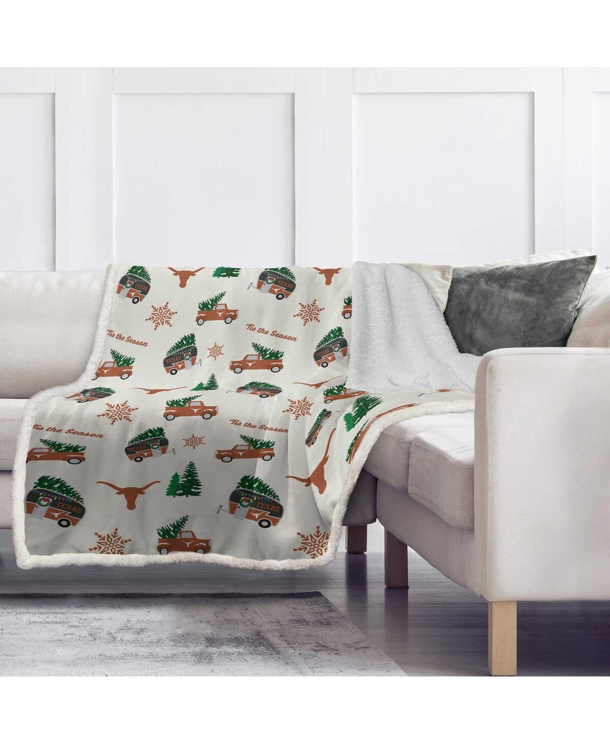 Pegasus Home Fashions Pegasus Texas Longhorns Holiday Truck Repeat 50" X 60" Sherpa Flannel Fleece Blanket In Multi