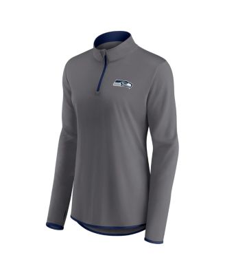 Women's Gray Seattle Seahawks Corner Long Sleeve 1/4 Zip Top