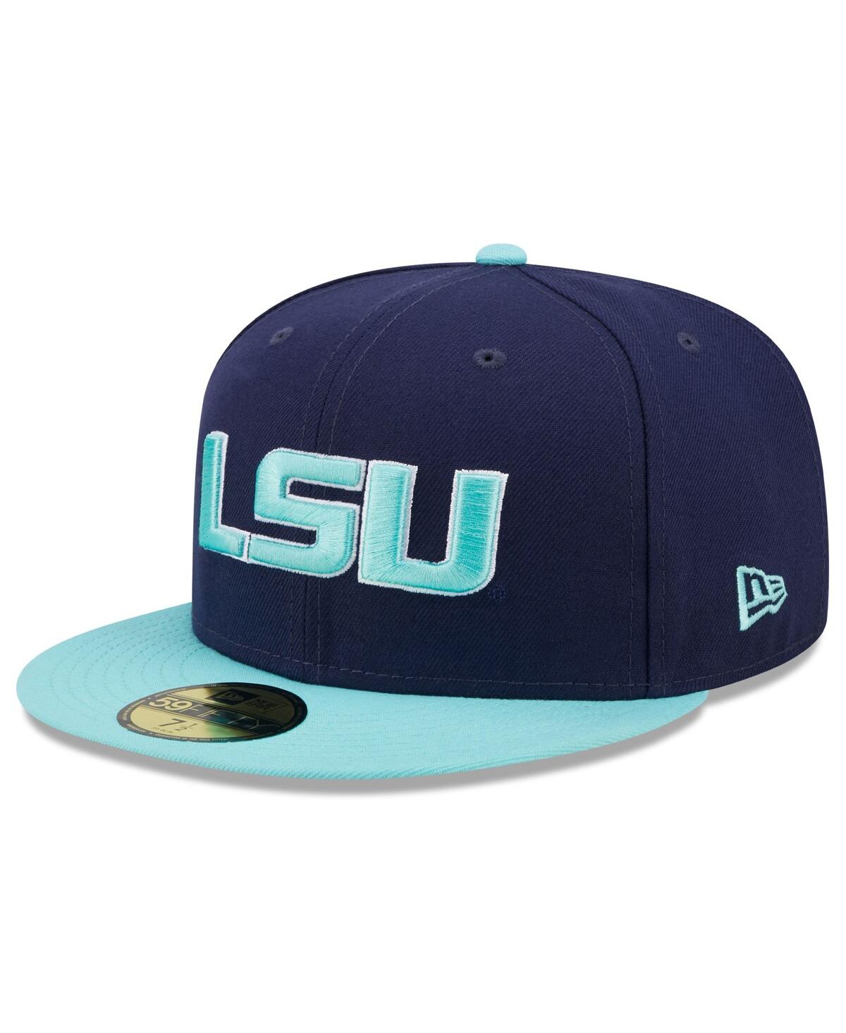 Shop New Era Men's  Navy, Light Blue Lsu Tigers 59fifty Fitted Hat In Navy,light Blue