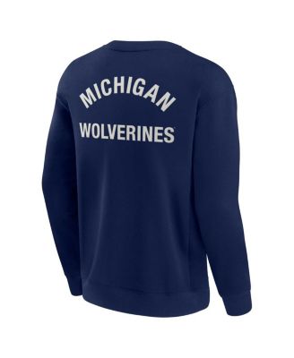 Men's and Women's Navy Michigan Wolverines Super Soft Pullover Crew Sweatshirt