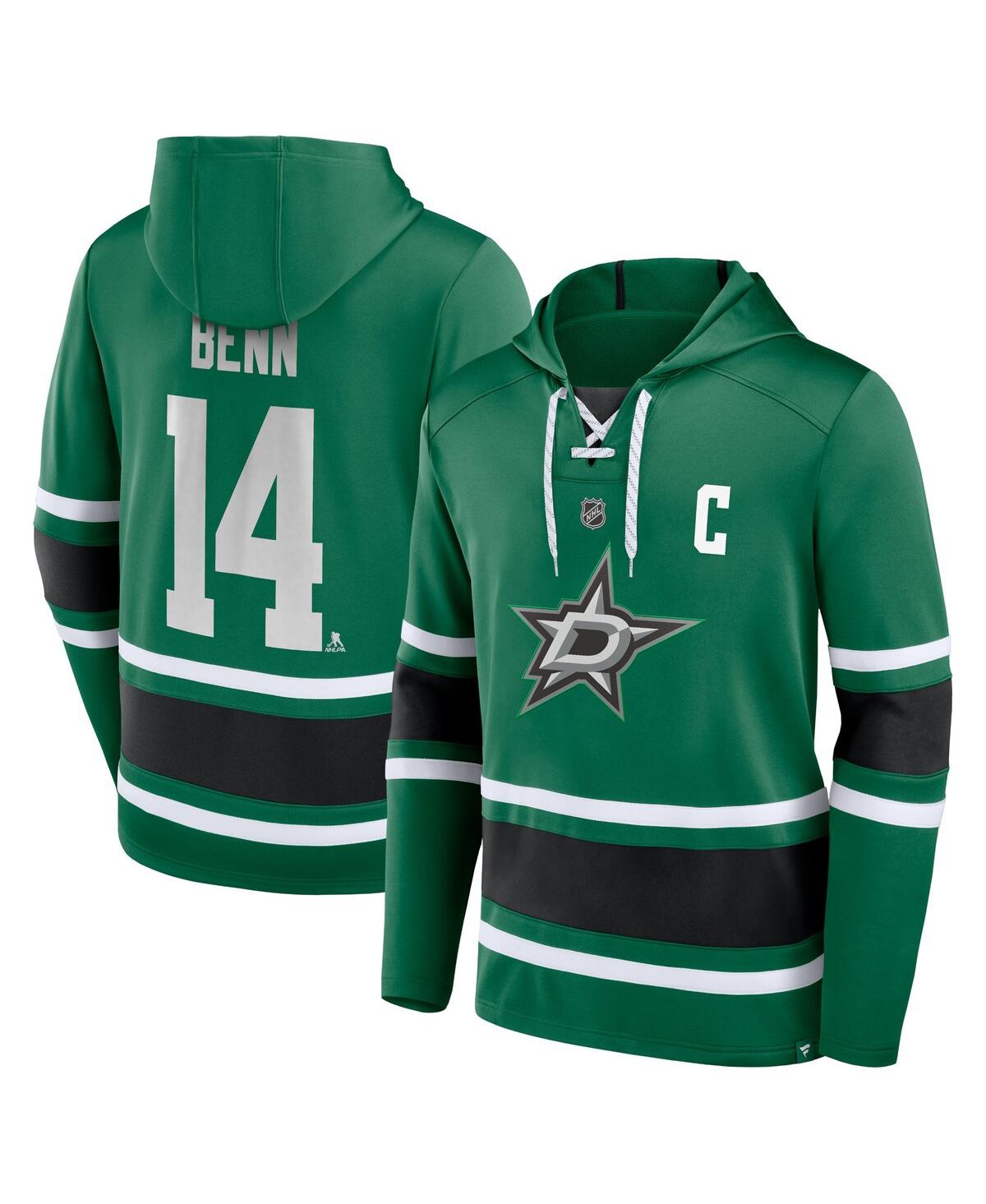Fanatics Men's  Jamie Benn Kelly Green Dallas Stars Name And Number Lace-up Pullover Hoodie
