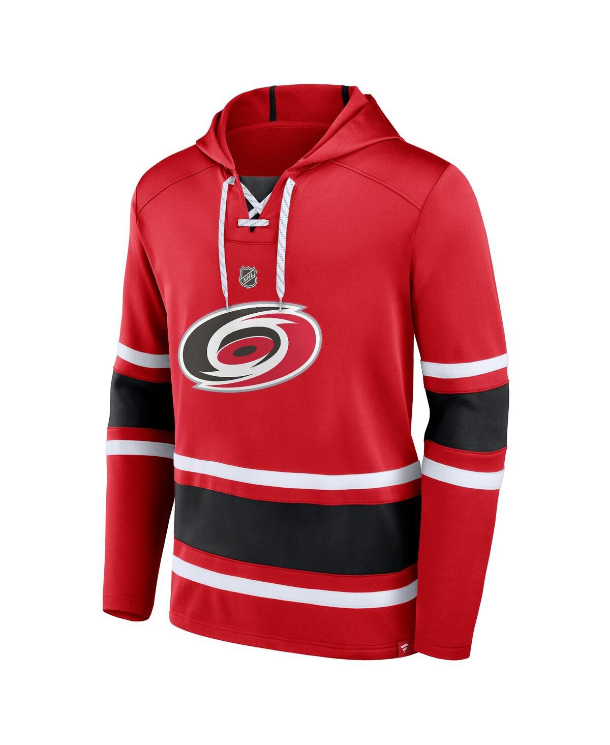 Men's Fanatics Sebastian AhoCarolina Hurricanes Name and Number Lace-Up Pullover Hoodie - Red