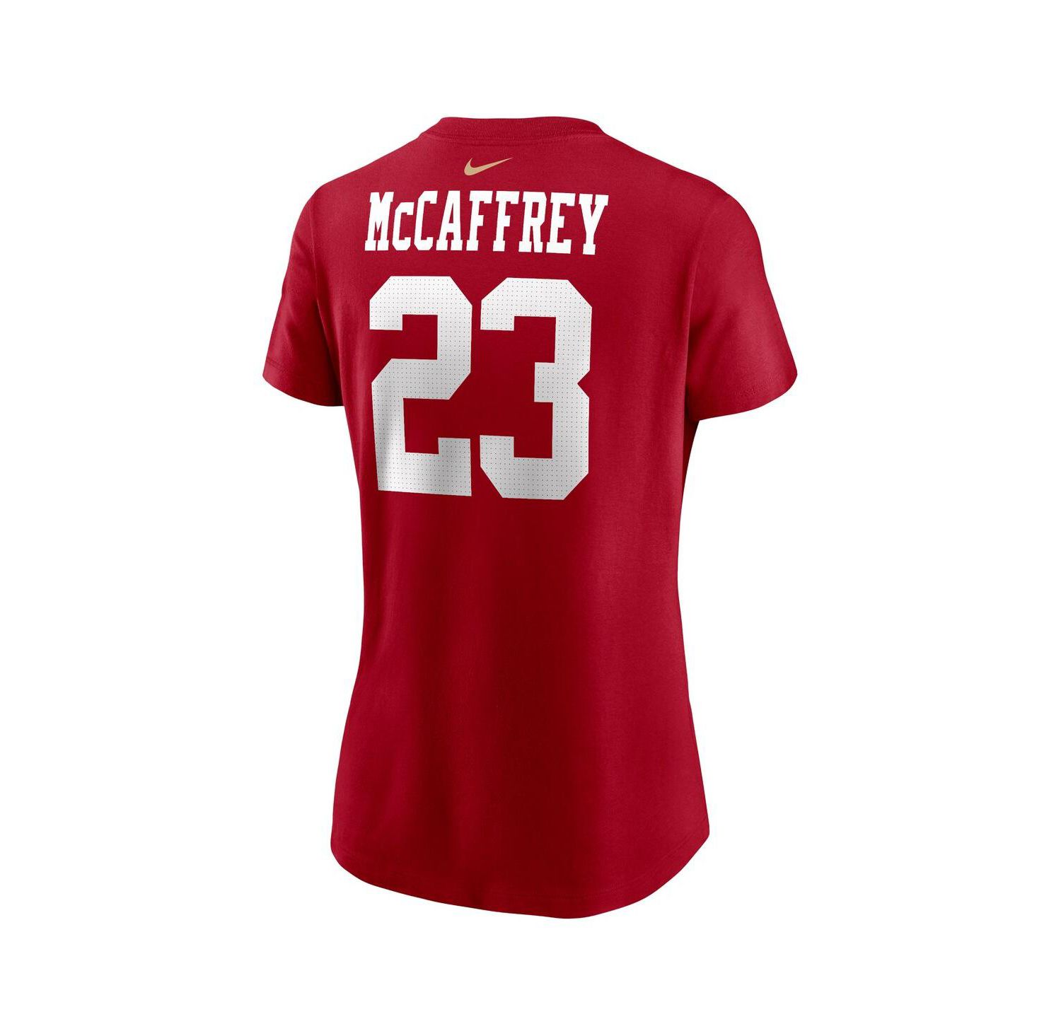 Women's Christian McCaffrey Scarlet San Francisco 49ers Player Name and Number T-shirt