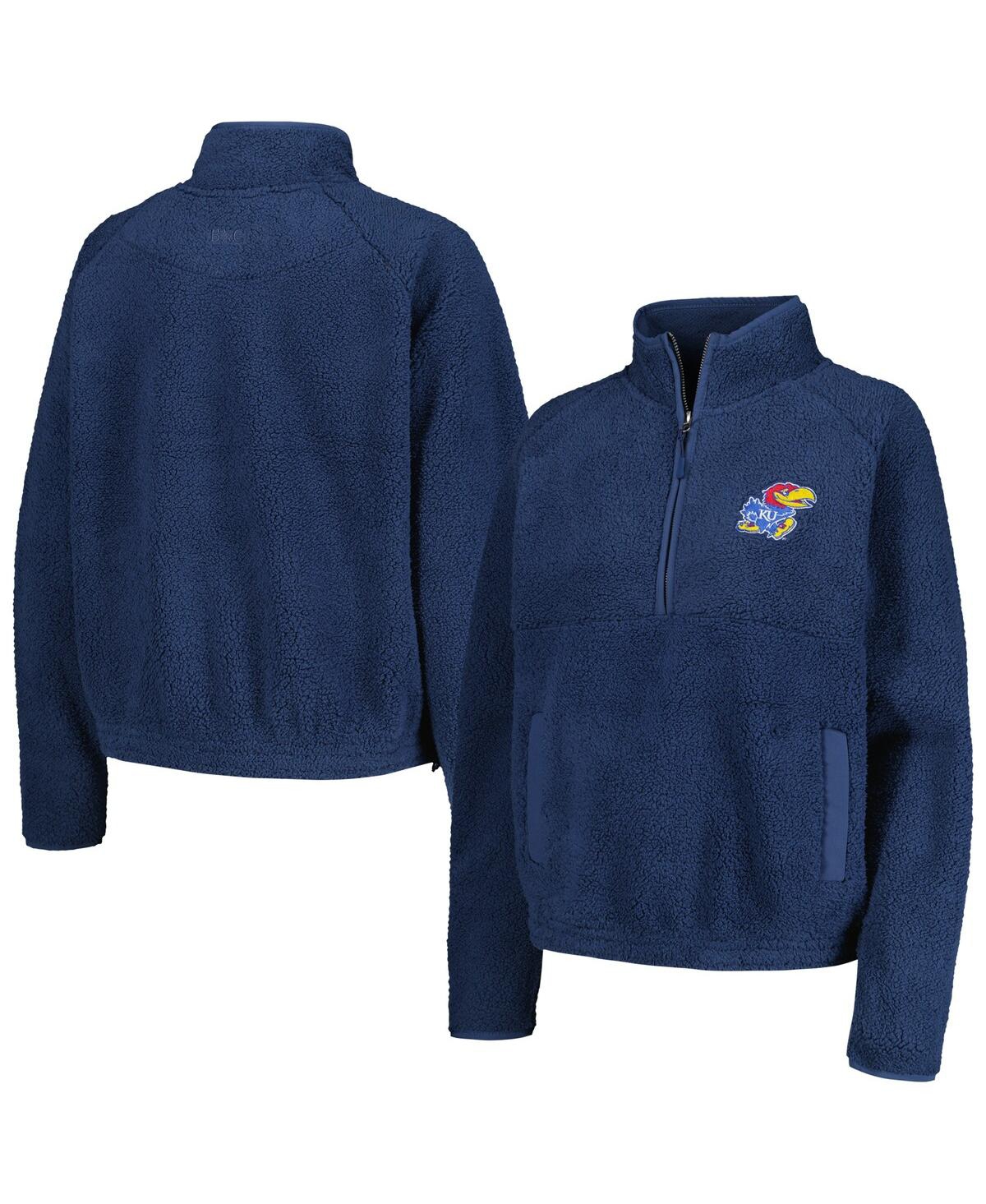 Shop Boxercraft Women's Blue Kansas Jayhawks Everest Half-zip Sweatshirt
