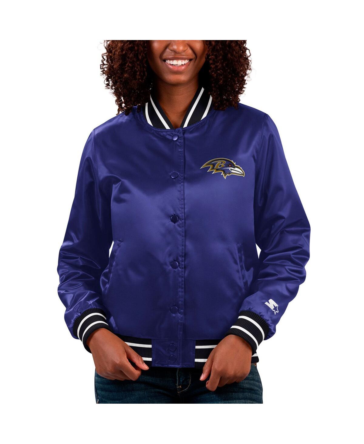 Starter Women's  Purple Baltimore Ravens Full Count Satin Full-snap Varsity Jacket