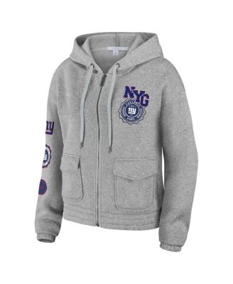 Women's Heather Gray New York Giants Full-Zip Hoodie