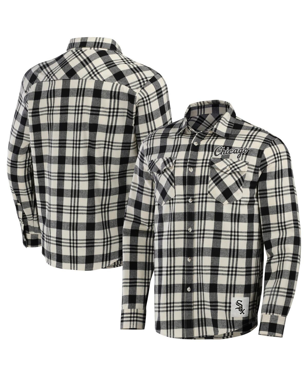 Fanatics Men's Darius Rucker Collection By  Black Chicago White Sox Plaid Flannel Button-up Shirt