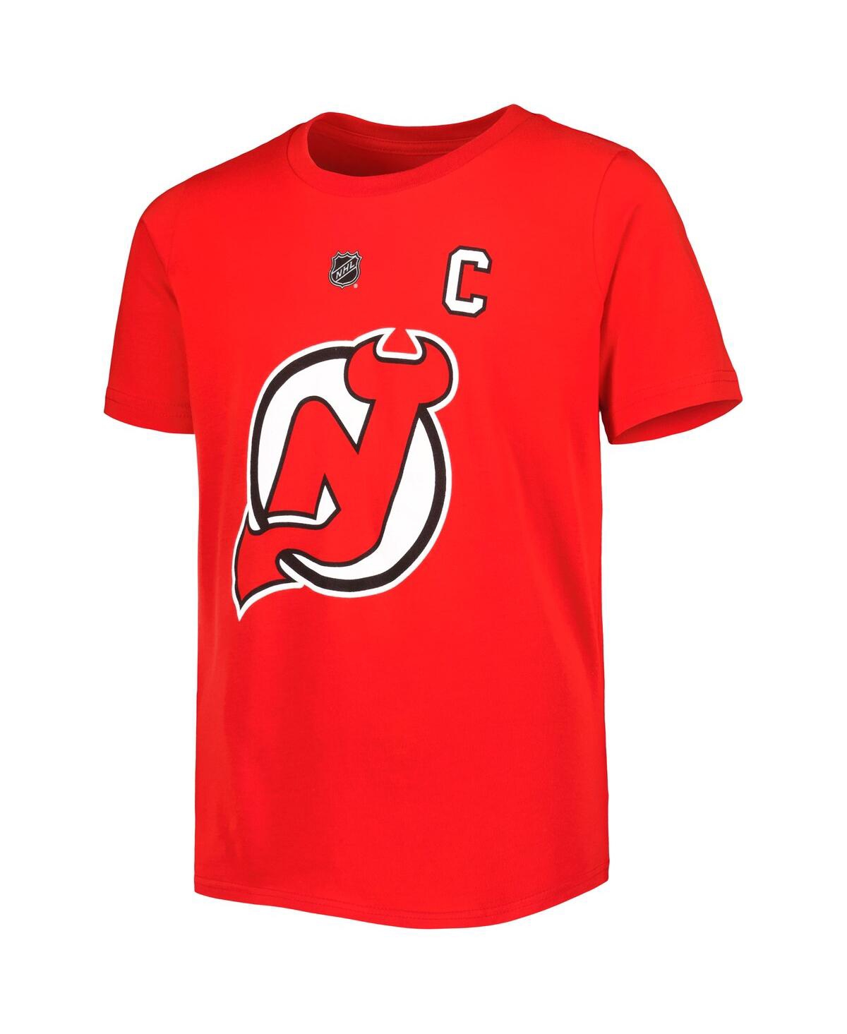 Outerstuff Big Boys Nico Hischier Red New Jersey Devils Player Name And Number T-shirt In Red