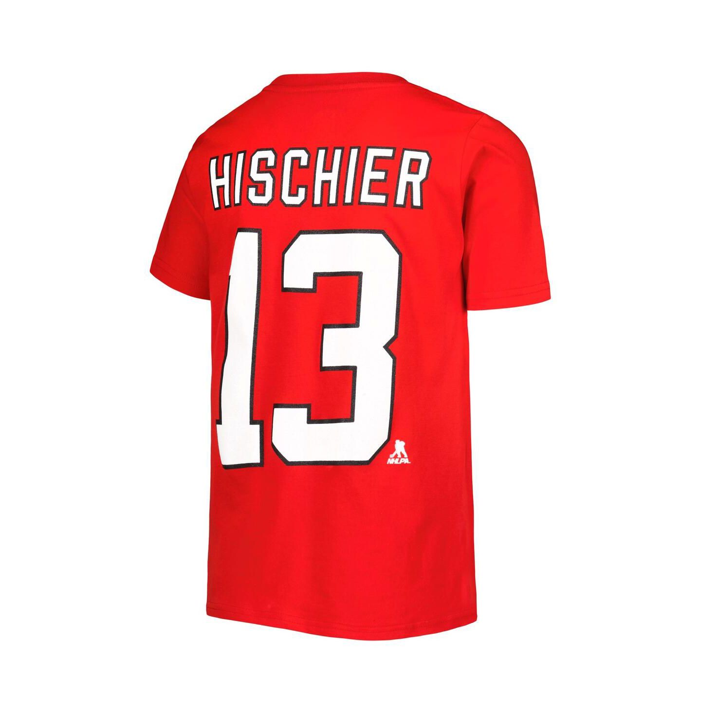 Футболка Outerstuff Nico Hischier Red New Jersey Devils Player Name and Number для мальчиков — фото 3