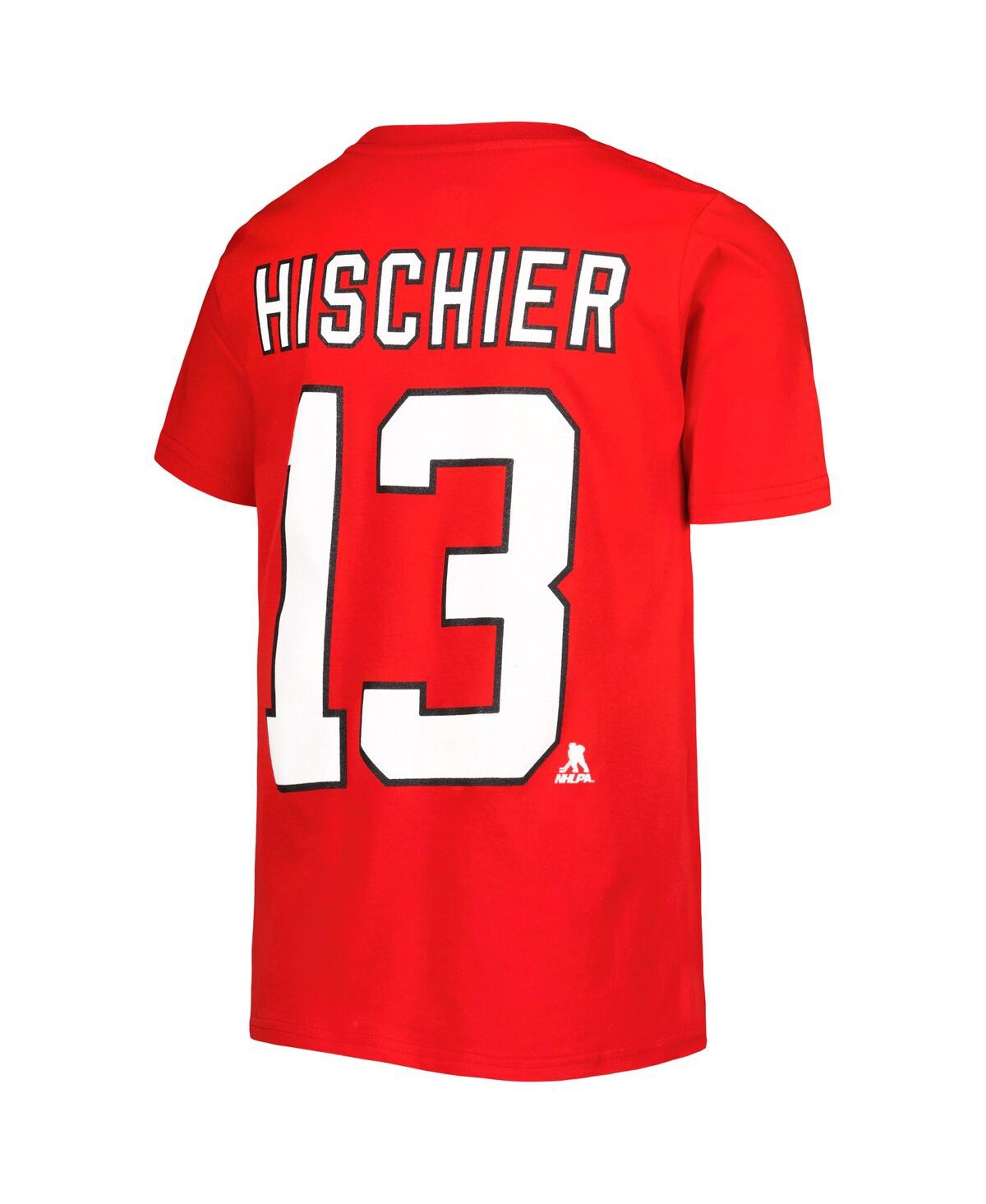 Outerstuff Big Boys Nico Hischier Red New Jersey Devils Player Name And Number T-shirt In Red