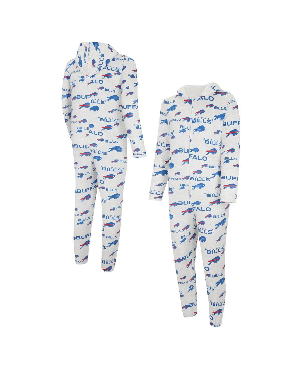Shop Concepts Sport Men's  White Buffalo Bills Allover Print Docket Union Full-zip Hooded Pajama Suit