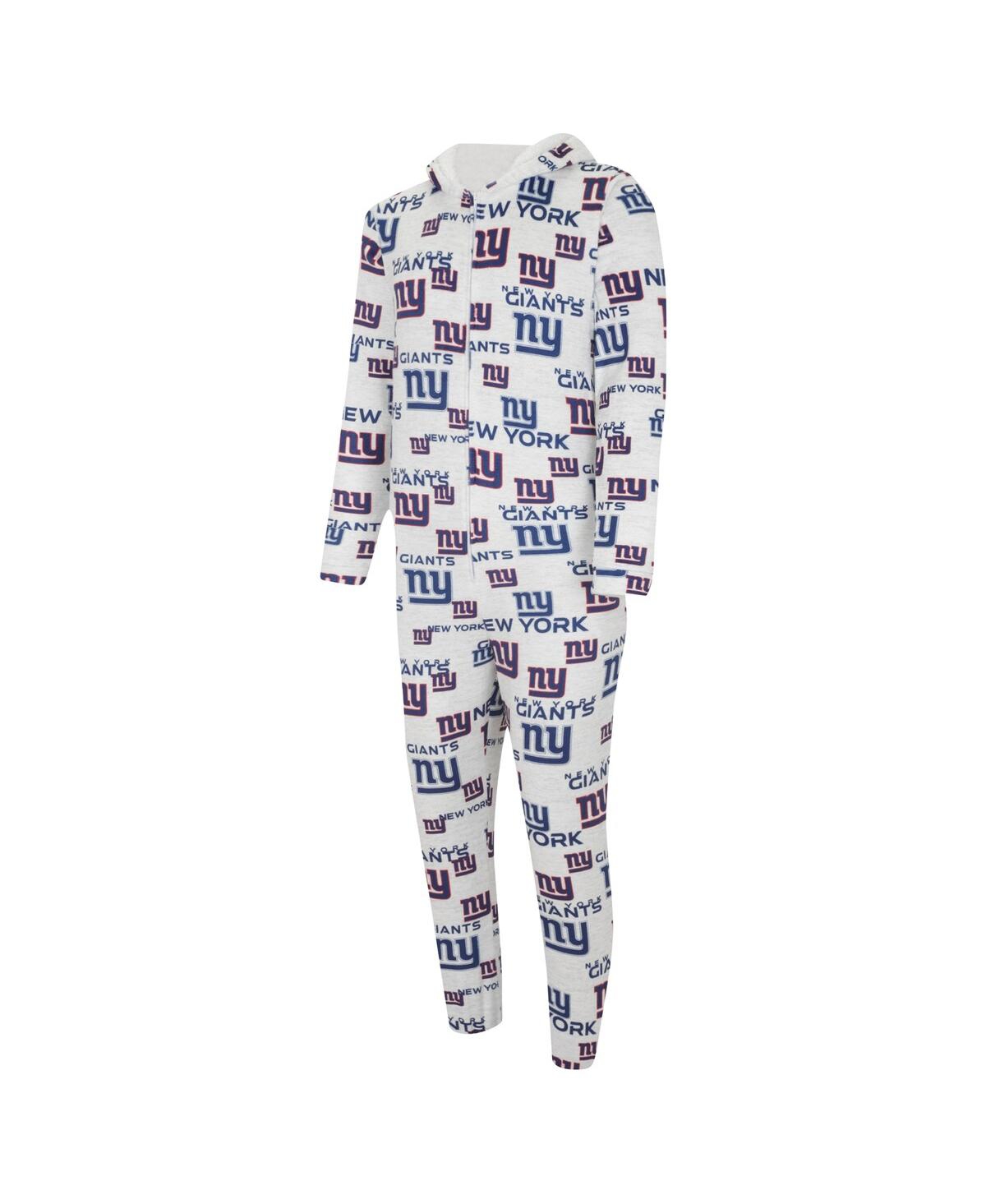 Shop Concepts Sport Men's  White New York Giants Allover Print Docket Union Full-zip Hooded Pajama Suit
