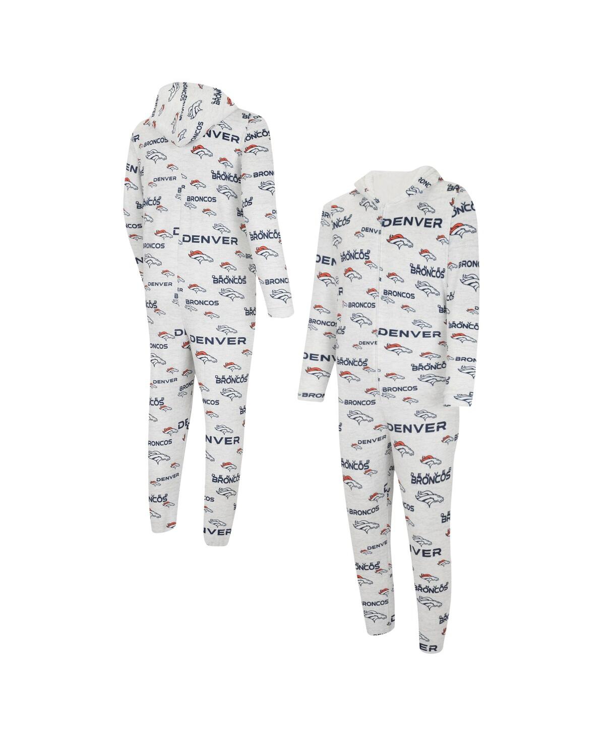 Men's Concepts Sport White Denver Broncos Allover Print Docket Union Full-Zip Hooded Pajama Suit - White